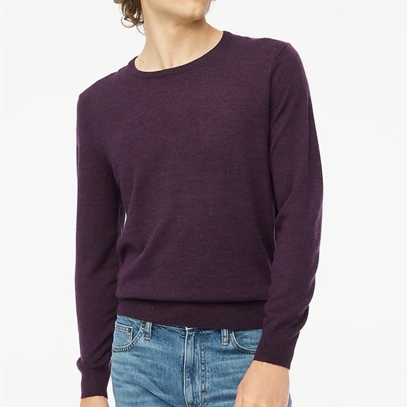J crew Merino wool-blend crewneck sweater Hthr Aubergine - Picture 1 of 4